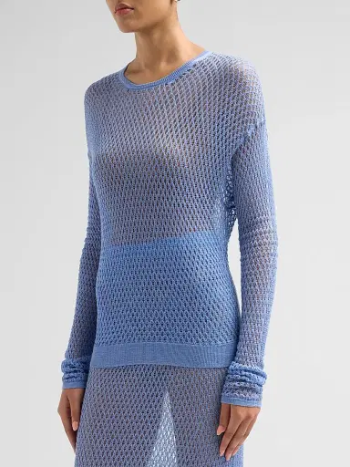 Kiki de Montparnasse Women's Silk Crochet Long-Sleeve Top | Thumbnail 6