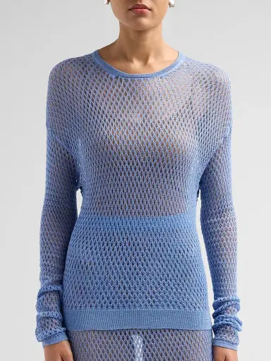 Kiki de Montparnasse Women's Silk Crochet Long-Sleeve Top | Thumbnail 7