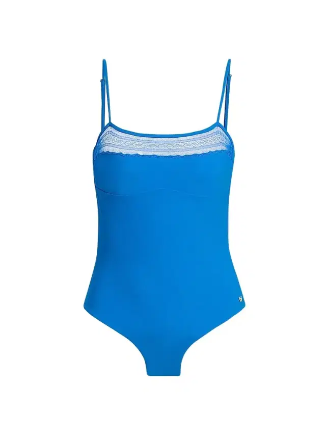 Kiki de Montparnasse Women's Inset Lace One-Piece Swimsuit - Blue Francais