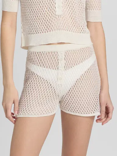 Kiki de Montparnasse Women's Silk Crochet Shorts - Ivory - Size XL | Thumbnail 3