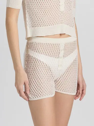 Kiki de Montparnasse Women's Silk Crochet Shorts - Ivory - Size XL | Thumbnail 4