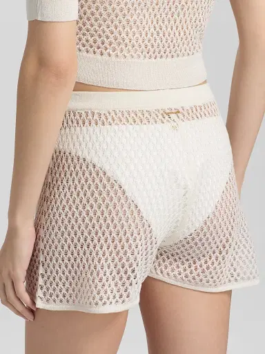 Kiki de Montparnasse Women's Silk Crochet Shorts - Ivory - Size XL | Thumbnail 6