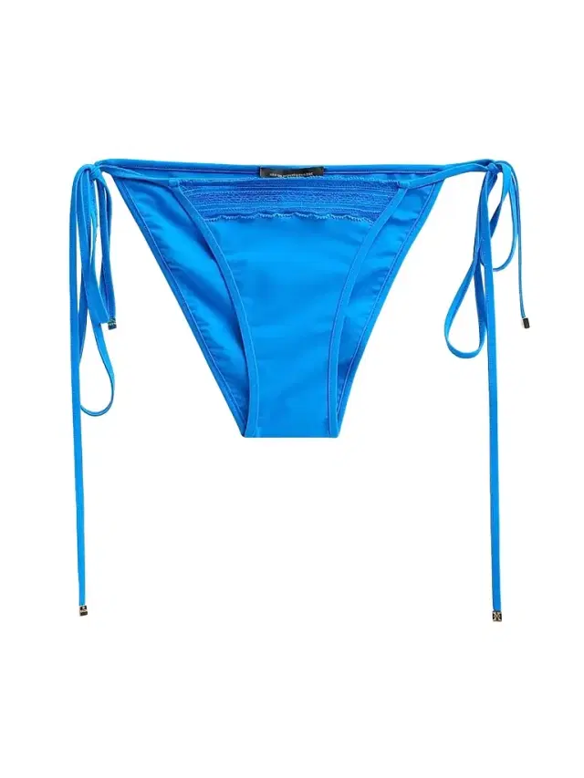 Women's Inset Lace String Bikini Bottom - Blue Francais