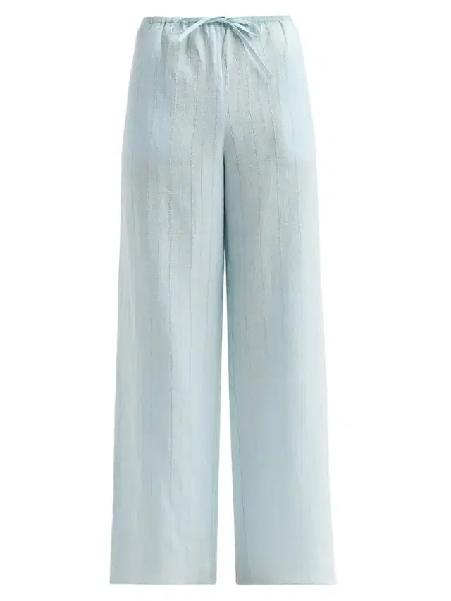 Kiki de Montparnasse Women's Sheer Cotton-Linen Stripe Pants - Menthe