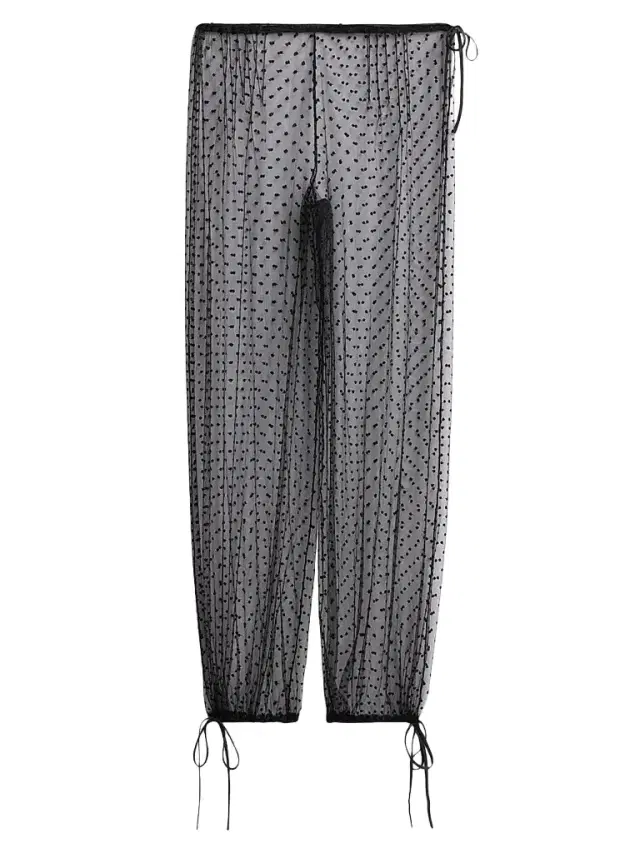 Kiki de Montparnasse Women's Merci Polka Dot-Embroidered Tulle Cover-Up Pants - Black