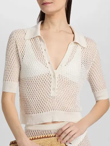 Kiki de Montparnasse Women's Silk Crochet Crop Top | Thumbnail 6 Kiki de Montparnasse Women's Silk Crochet Crop Top | Thumbnail 6