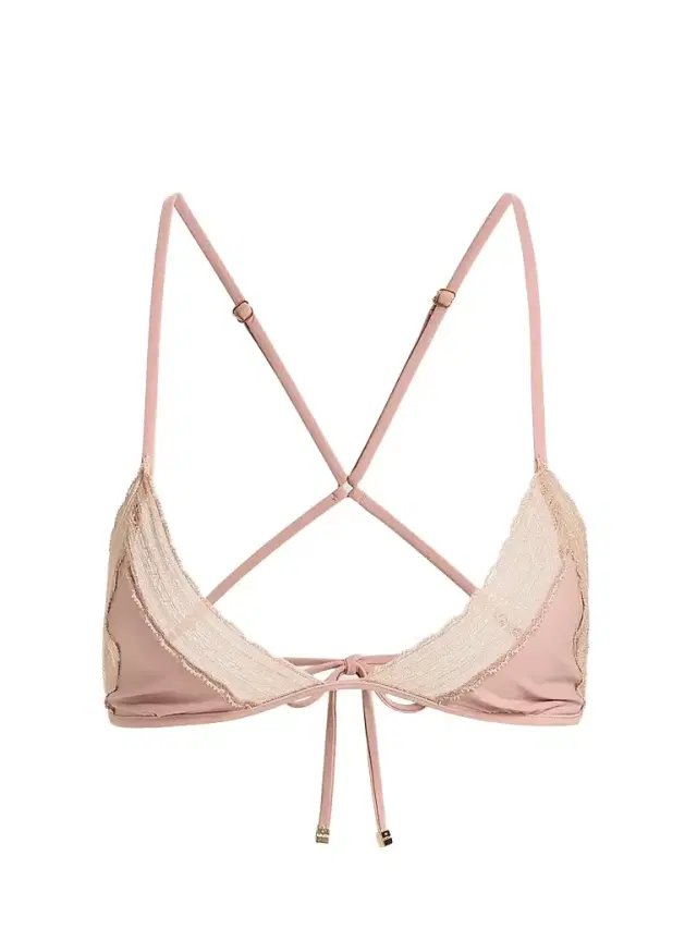 Kiki de Montparnasse Women's Inset Lace String Bikini Top - Buff