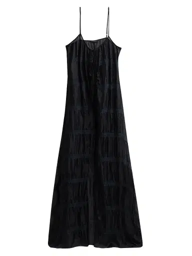 Kiki de Montparnasse Women's Smocked Silk Tie Maxi Gown - Black - Size Large | Thumbnail 1 Kiki de Montparnasse Women's Smocked Silk Tie Maxi Gown - Black - Size Large | Thumbnail 1