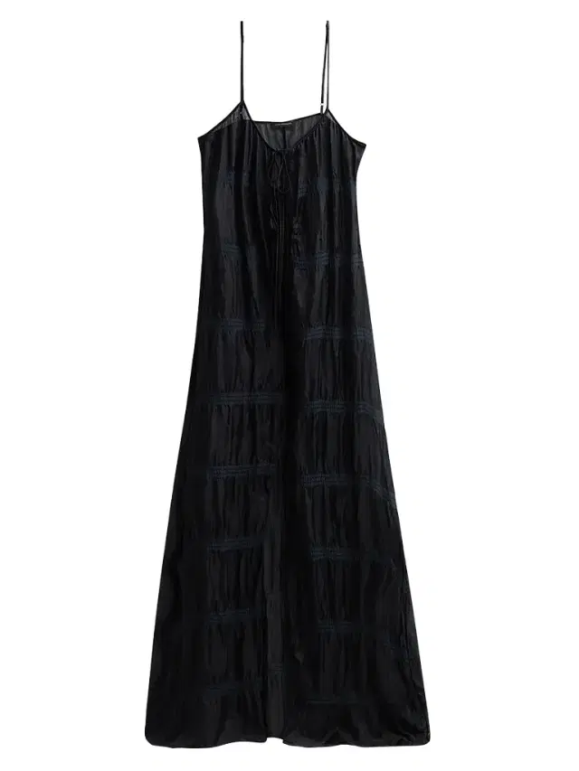 Kiki de Montparnasse Women's Smocked Silk Tie Maxi Gown - Black