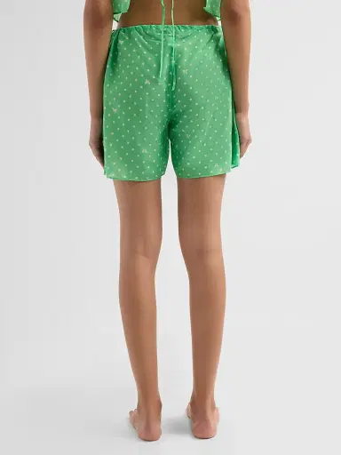 Kiki de Montparnasse Women's High Summer Kiki Point Cotton-Silk Shorts - Pelouse And Ivory - Size Large | Thumbnail 3 Kiki de Montparnasse Women's High Summer Kiki Point Cotton-Silk Shorts - Pelouse And Ivory - Size Large | Thumbnail 3