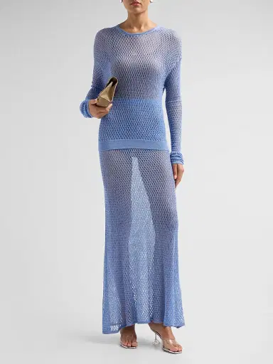 Kiki de Montparnasse Women's Silk Crochet Maxi Skirt | Thumbnail 2 Kiki de Montparnasse Women's Silk Crochet Maxi Skirt | Thumbnail 2