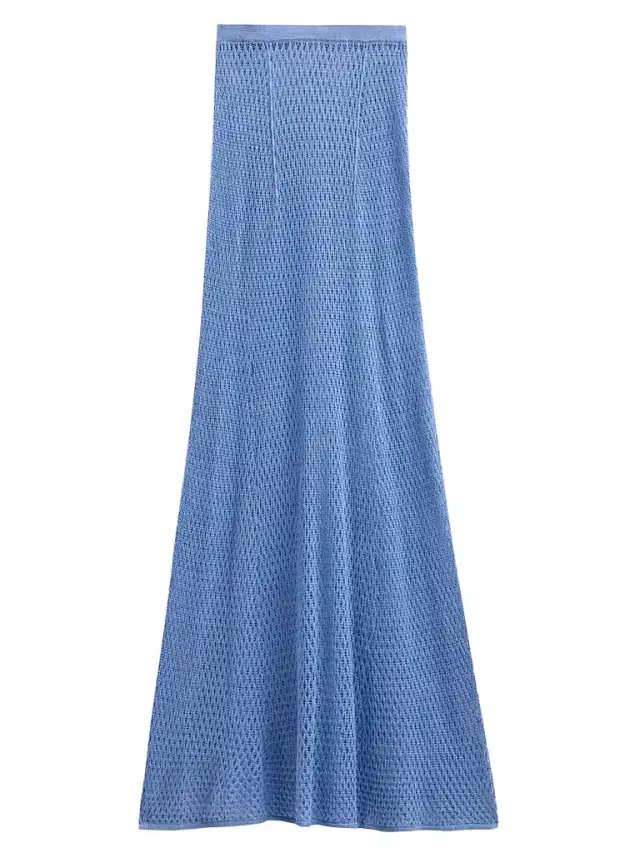 Kiki de Montparnasse Women's Silk Crochet Maxi Skirt - Bleu Barbeau