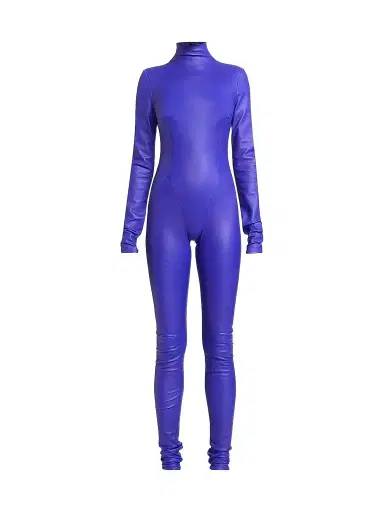 LaQuan Smith Women's Leather Mock Turtleneck Catsuit | Thumbnail 1 LaQuan Smith Women's Leather Mock Turtleneck Catsuit | Thumbnail 1