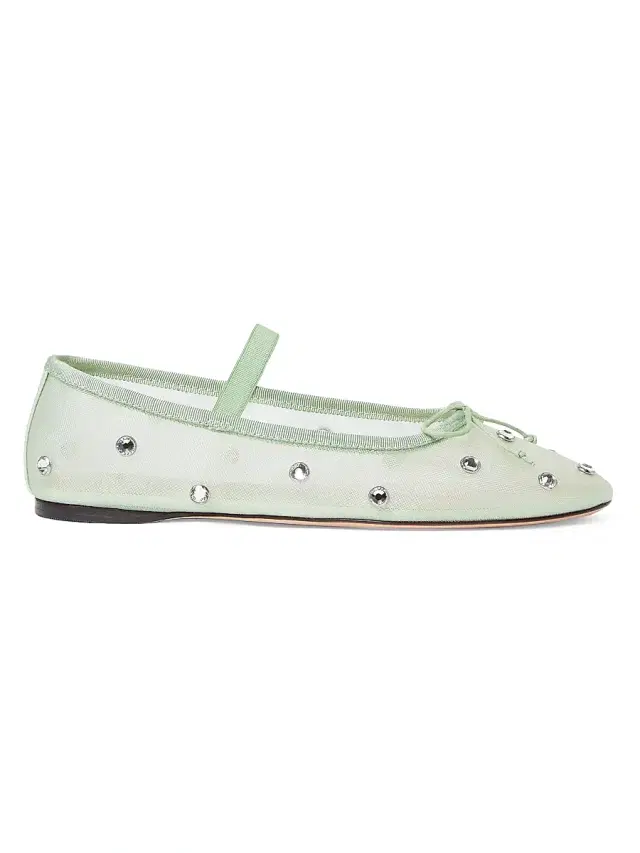 Loeffler Randall Women's Leonie Crystal Mesh Ballet Flats - Seafoam