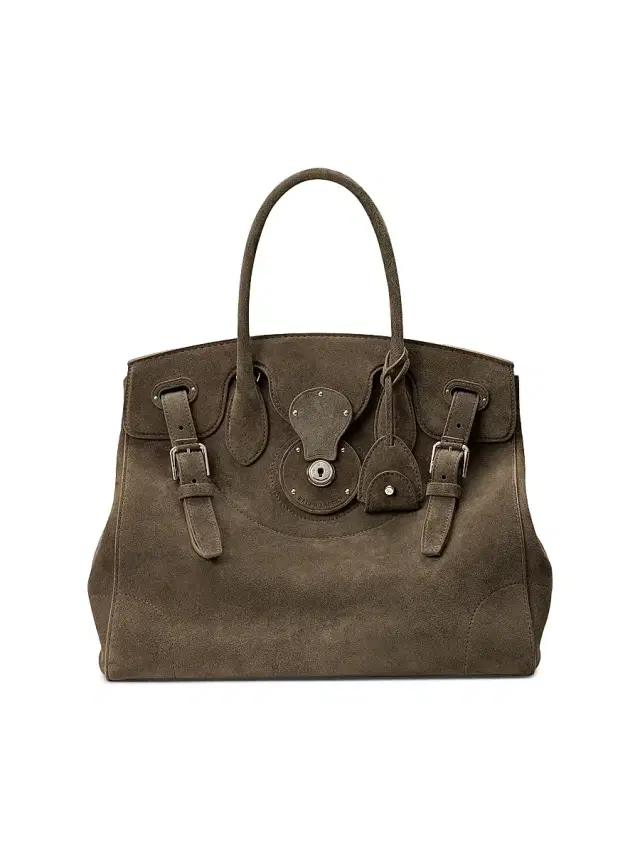Ralph Lauren Collection Women's Extra-Soft Ricky 33 Suede Top Handle Bag - Dark Taupe