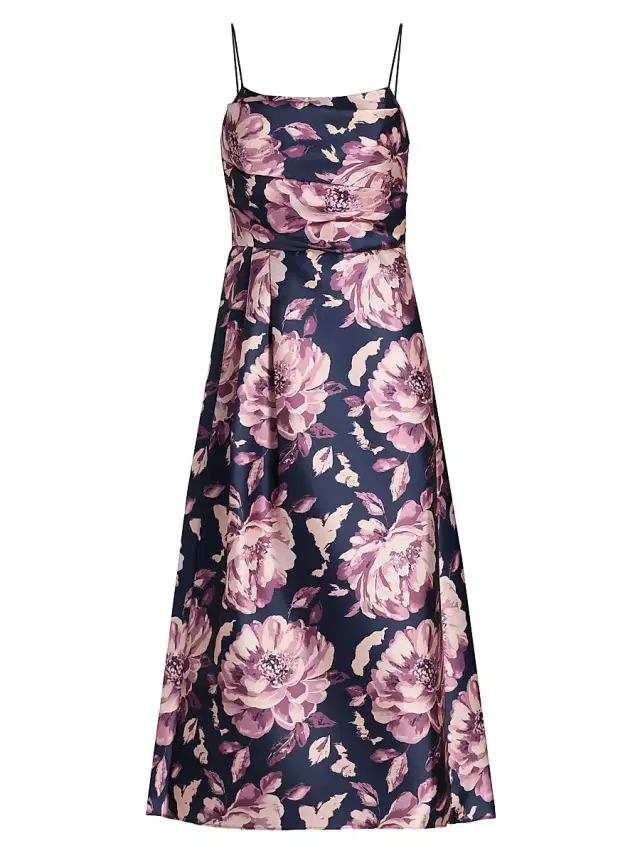 Black Halo Women's Cayetana Floral Satin Midi-Dress - Peony Du Soir
