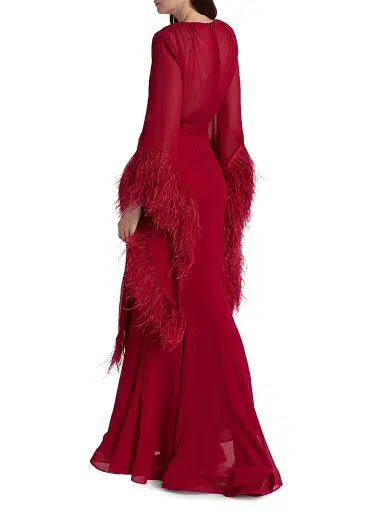 Bronx and Banco Women's Geisha V-Neck Feather Gown | Thumbnail 5