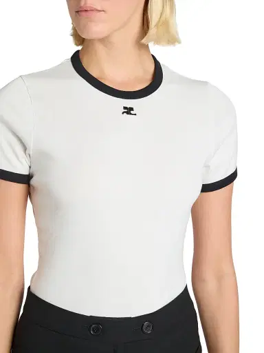 Courrèges Women's Logo Cotton T-Shirt - Smoky Brown | Thumbnail 6