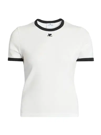 Courrèges Women's Logo Cotton T-Shirt - Smoky Brown | Thumbnail 1