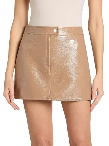 Courrèges Women's Reedition Cotton-Blend Vinyl A-Line Mini Skirt - Bronze | Thumbnail 3