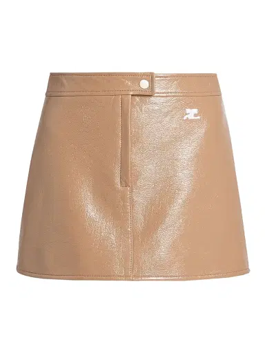 Courrèges Women's Reedition Cotton-Blend Vinyl A-Line Mini Skirt - Bronze | Thumbnail 1