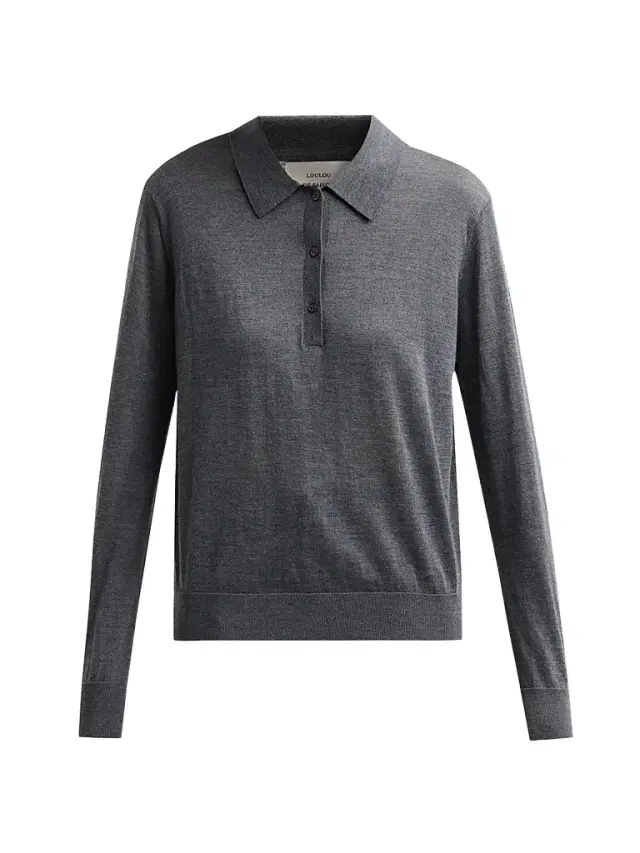 Women's Miles Cashmere Long-Sleeve Polo Top - Anthracite Melange