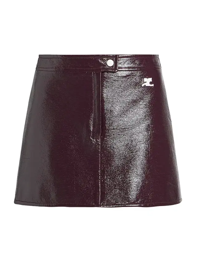 Courreges Women's Reedition Cotton-Blend Vinyl A-Line Mini Skirt - Burnt Red