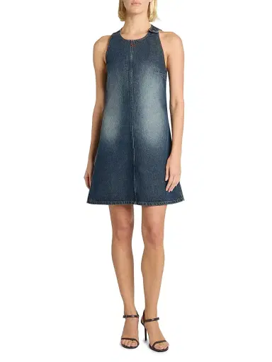 Courrèges Women's Logo Denim Mini Dress - Vintage Medium Blue | Thumbnail 2