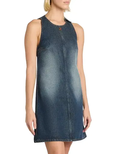 Courrèges Women's Logo Denim Mini Dress - Vintage Medium Blue | Thumbnail 4