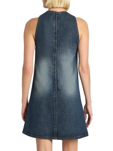 Courrèges Women's Logo Denim Mini Dress - Vintage Medium Blue | Thumbnail 5