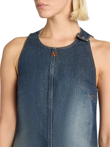 Courrèges Women's Logo Denim Mini Dress - Vintage Medium Blue | Thumbnail 6