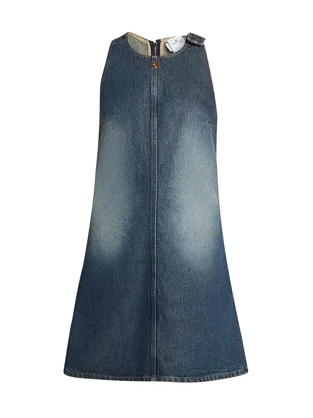 Courreges Women's Logo Denim Mini Dress - Vintage Medium Blue