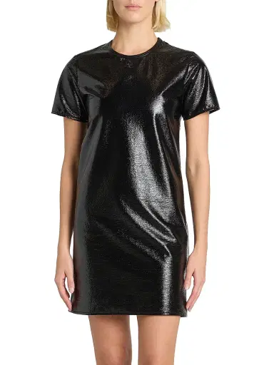 Courrèges Women's Vinyl Shift T-Shirt Dress - Black | Thumbnail 3
