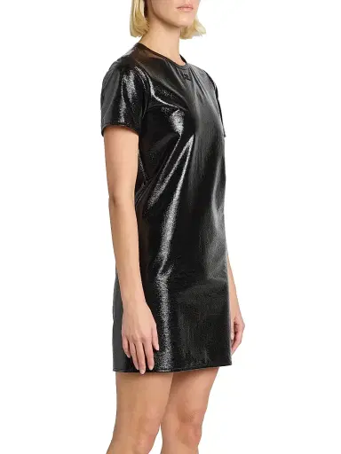 Courrèges Women's Vinyl Shift T-Shirt Dress - Black | Thumbnail 4