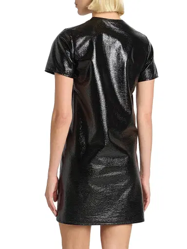 Courrèges Women's Vinyl Shift T-Shirt Dress - Black | Thumbnail 5