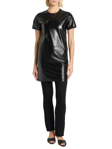 Courrèges Women's Vinyl Shift T-Shirt Dress - Black | Thumbnail 6