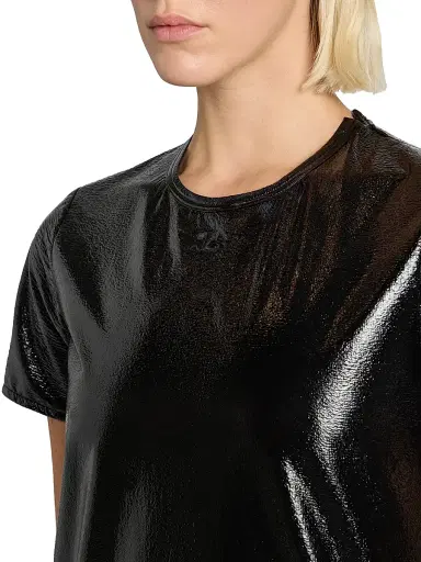 Courrèges Women's Vinyl Shift T-Shirt Dress - Black | Thumbnail 7