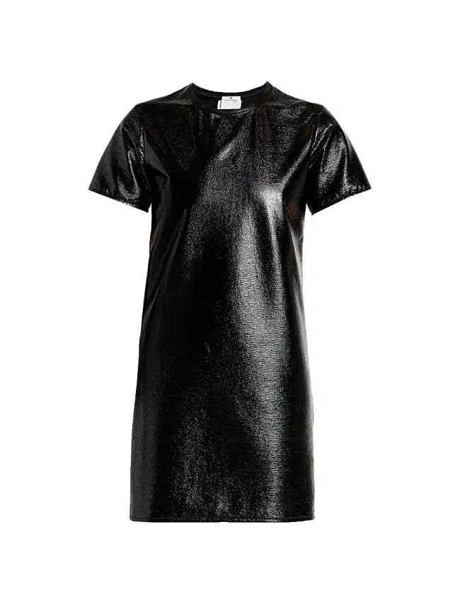 Courreges Women's Vinyl Shift T-Shirt Dress - Black