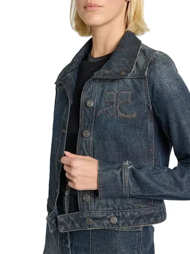 Courrèges Women's Reedition Vintage Denim Jacket - Vintage Medium Blue | Thumbnail 6 Courrèges Women's Reedition Vintage Denim Jacket - Vintage Medium Blue | Thumbnail 6