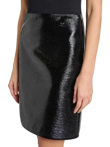 Courrèges Women's Vinyl Cotton-Blend Mini Skirt - Black | Thumbnail 6