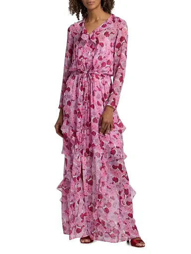 Saloni Women's Izzie Floral Silk-Blend Ruffled Maxi Dress | Thumbnail 2 Saloni Women's Izzie Floral Silk-Blend Ruffled Maxi Dress | Thumbnail 2