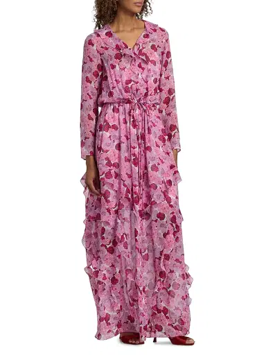 Saloni Women's Izzie Floral Silk-Blend Ruffled Maxi Dress | Thumbnail 3 Saloni Women's Izzie Floral Silk-Blend Ruffled Maxi Dress | Thumbnail 3