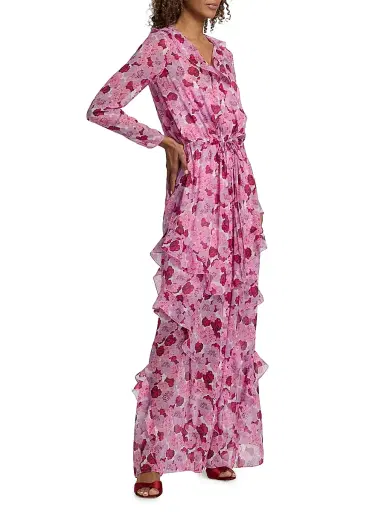 Saloni Women's Izzie Floral Silk-Blend Ruffled Maxi Dress | Thumbnail 4 Saloni Women's Izzie Floral Silk-Blend Ruffled Maxi Dress | Thumbnail 4
