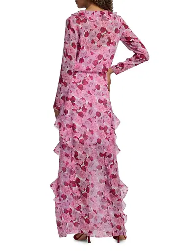 Saloni Women's Izzie Floral Silk-Blend Ruffled Maxi Dress | Thumbnail 5 Saloni Women's Izzie Floral Silk-Blend Ruffled Maxi Dress | Thumbnail 5