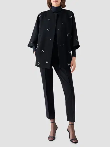 Akris punto Women's Diamond Dice Dot Wool Car Coat | Thumbnail 2 Akris punto Women's Diamond Dice Dot Wool Car Coat | Thumbnail 2
