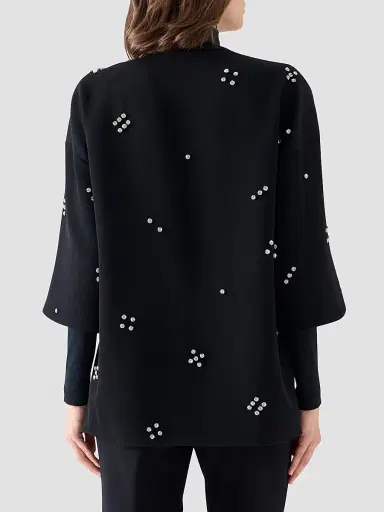 Akris punto Women's Diamond Dice Dot Wool Car Coat | Thumbnail 3 Akris punto Women's Diamond Dice Dot Wool Car Coat | Thumbnail 3