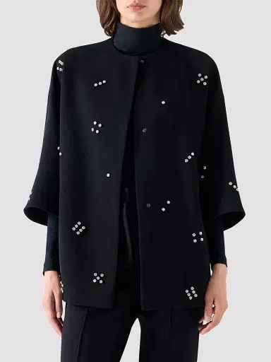 Akris punto Women's Diamond Dice Dot Wool Car Coat | Thumbnail 4 Akris punto Women's Diamond Dice Dot Wool Car Coat | Thumbnail 4