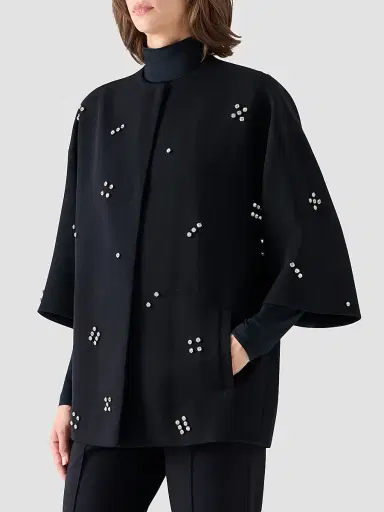 Akris punto Women's Diamond Dice Dot Wool Car Coat | Thumbnail 6 Akris punto Women's Diamond Dice Dot Wool Car Coat | Thumbnail 6