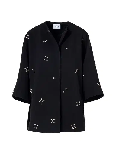 Akris punto Women's Diamond Dice Dot Wool Car Coat | Thumbnail 1 Akris punto Women's Diamond Dice Dot Wool Car Coat | Thumbnail 1