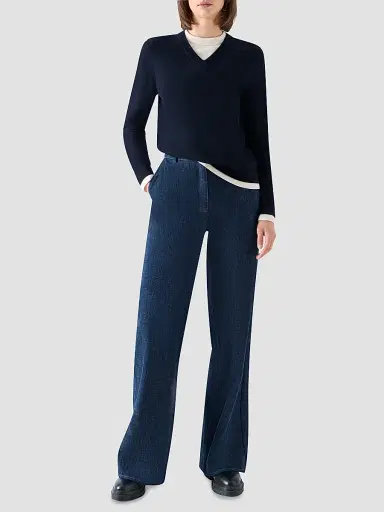 Akris punto Women's Layered Wool-Cashmere Sweater - Navy Cream - Size 16 | Thumbnail 2 Akris punto Women's Layered Wool-Cashmere Sweater - Navy Cream - Size 16 | Thumbnail 2
